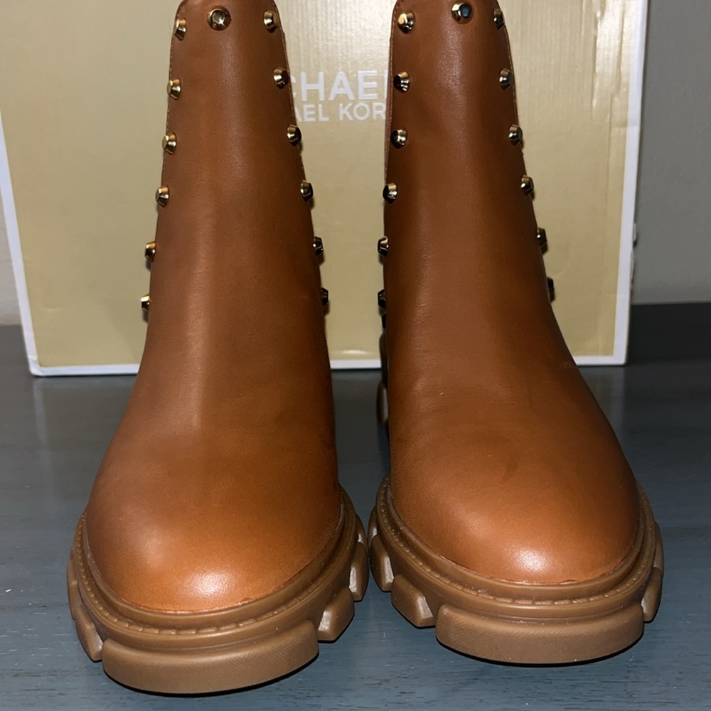 MICHAEL MICHAEL KORS Womens Brown Back Pull-Tab Ridley Leather Chelsea Boot 5.5M - Picture 5 of 16